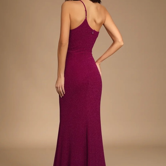 Truly Magnificent Shiny Magenta One-Shoulder Mermaid Maxi Dress - Picture 4 of 7